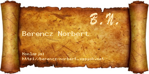 Berencz Norbert névjegykártya